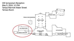 A diagram of Tampa Marriot Water Street's layout with the Terrace Room in a red circle